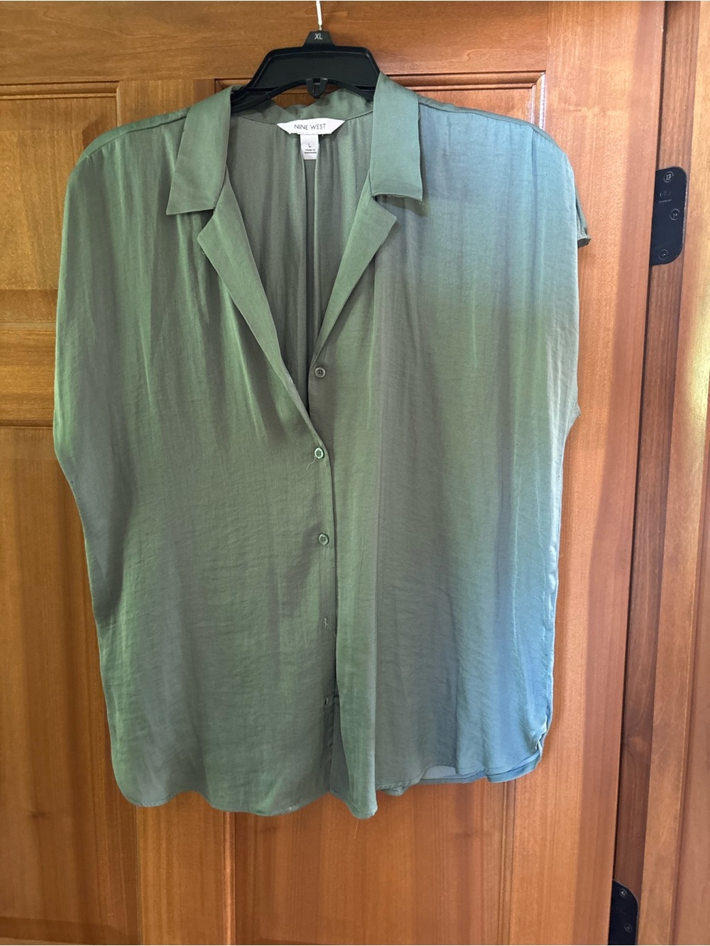 Nine West Silky Green Button-Front Women's Top